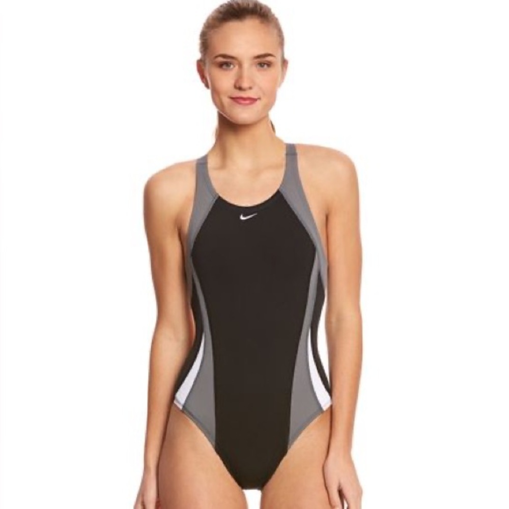 Nike Women's Black and Gray Swimsuit